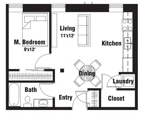 A1 Floor Plan at Riverpoint Lofts, Iowa   